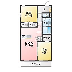 メゾンドゥラミティエ 2LDKの間取図画像