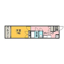 レジデンスオクダ 1DKの間取図画像