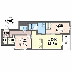 メゾン デュオール 2LDKの間取図画像