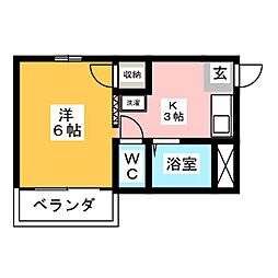 ラ・ポールトリス 1Kの間取図画像