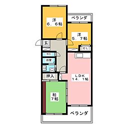 密柑山セピアコート 3LDKの間取図画像
