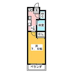 シャトーレ大磯 1Kの間取図画像