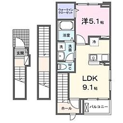 シャンテ瑞穂2 1LDKの間取図画像
