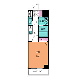 ミーム東新町 4階1Kの間取り