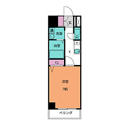 ミーム東新町 8階1Kの間取り