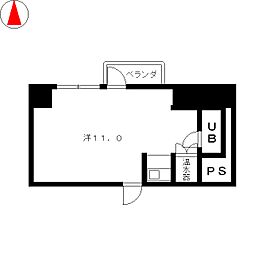 チサンマンション栄2番館広小路B棟 ワンルームの間取図画像
