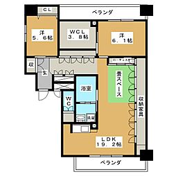 ロイヤルオーク栄セントラルプラザ 8階2SLDKの間取り