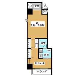 Ｎ．Ｓ．ＺＥＡＬ泉 13階ワンルームの間取り