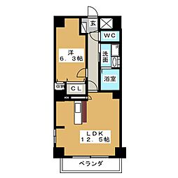 Ｐ−ＳＱＵＡＲＥ　Ｓｈｕｍｏｋｕ 9階1LDKの間取り