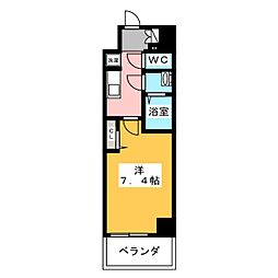プレサンスジェネ新栄町駅前葵 6階1Kの間取り