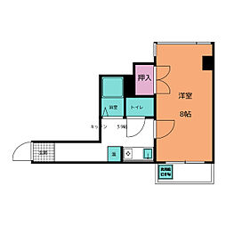 石野ビル 7階1Kの間取り