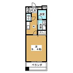 グラン・アベニュー白川公園 7階1Kの間取り