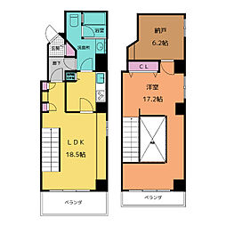 丸の内セントラルハイツ 2階1SLDKの間取り