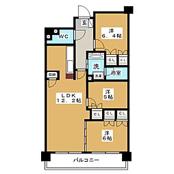 リエトコート丸の内 13階3LDKの間取り