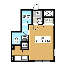 Branche葵 2階ワンルームの間取り