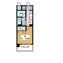 東桜コート 3階1Kの間取り