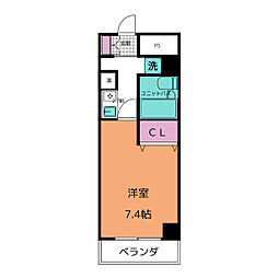 板柳ビル 3階1Kの間取り