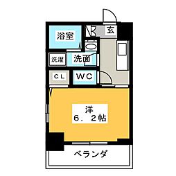 エステムコート名古屋泉プラチナムゲート 11階1Kの間取り