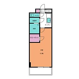エスリード栄クロスシティ 7階1Kの間取り