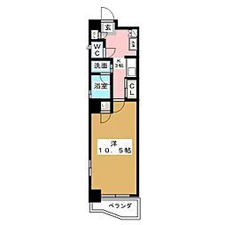 プレステージ西大須 4階1Kの間取り