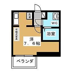 ライブコート丸の内 9階ワンルームの間取り