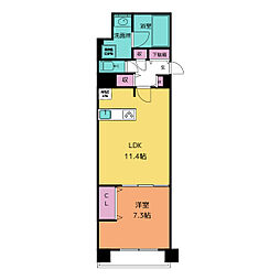 プレサンス丸の内フォート 15階1LDKの間取り