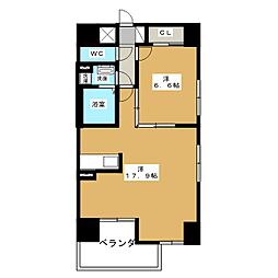 グラマシー白川公園 1LDKの間取図画像