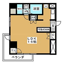サンリヴァーメゾン 1Kの間取図画像