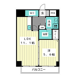 ラシュレ大須 1LDKの間取図画像