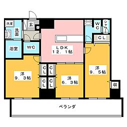 さくらヒルズニシキプラチナムレジデンス 3LDKの間取図画像