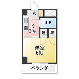 ベルメゾン白川 1Kの間取図画像