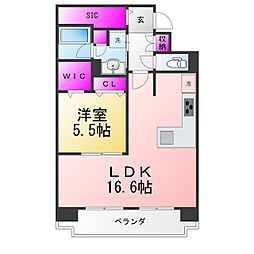 プレサンスロジェ泉 1LDKの間取図画像