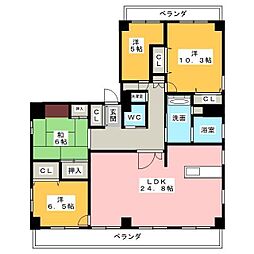 万宝マンション 4LDKの間取図画像
