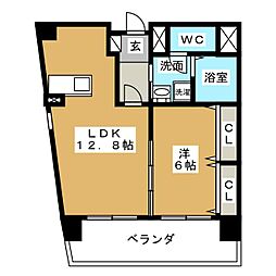 ウィステリア 1LDKの間取図画像