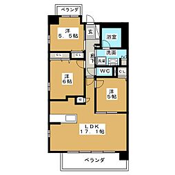 プレサンスロジェ高岳 3LDKの間取図画像