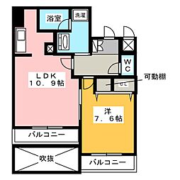 プレサンス泉セレグレード 1LDKの間取図画像