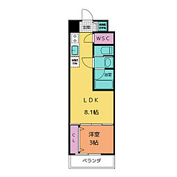 プライムアーバン泉 1LDKの間取図画像