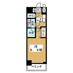 プライムアーバン泉 1Kの間取図画像