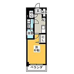ディアレイシャス泉 1Kの間取図画像