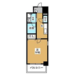 トレヴィ高岳 1Kの間取図画像
