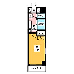 ケーエム泉 1Kの間取図画像