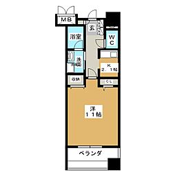 グラン・アベニュー白川公園 1Kの間取図画像