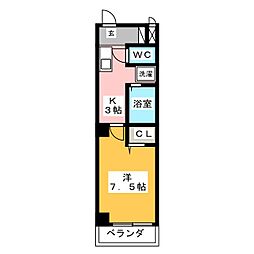 ハイツ相 1Kの間取図画像