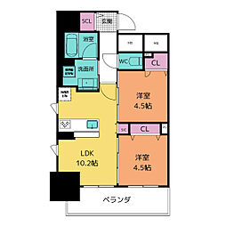 プレサンスロジェ名古屋久屋大通公園 2LDKの間取図画像