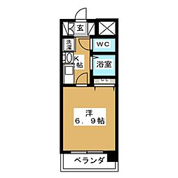 プレサンス泉セントマーク 1Kの間取図画像