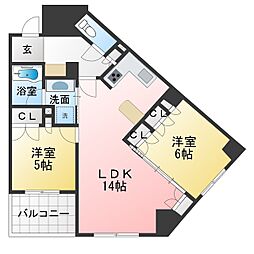 アップルパレス丸の内 2LDKの間取図画像