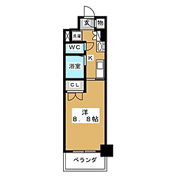 HF久屋大通レジデンス 1Kの間取図画像