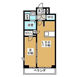 プレサンス栄ブリオ 1LDKの間取図画像