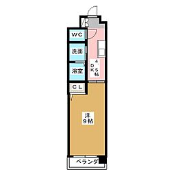エクセルシオール栄 1DKの間取図画像