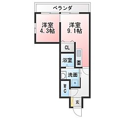 BSRESIDENCESAKAE ワンルームの間取図画像